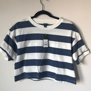 NWT Navy and white stripe crop top